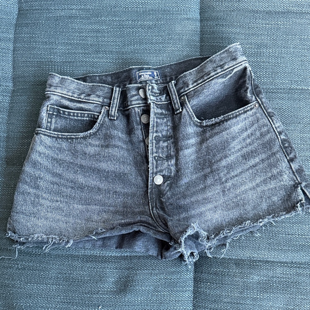 Women's High-Rise Distressed Denim Shorts - Washed Black